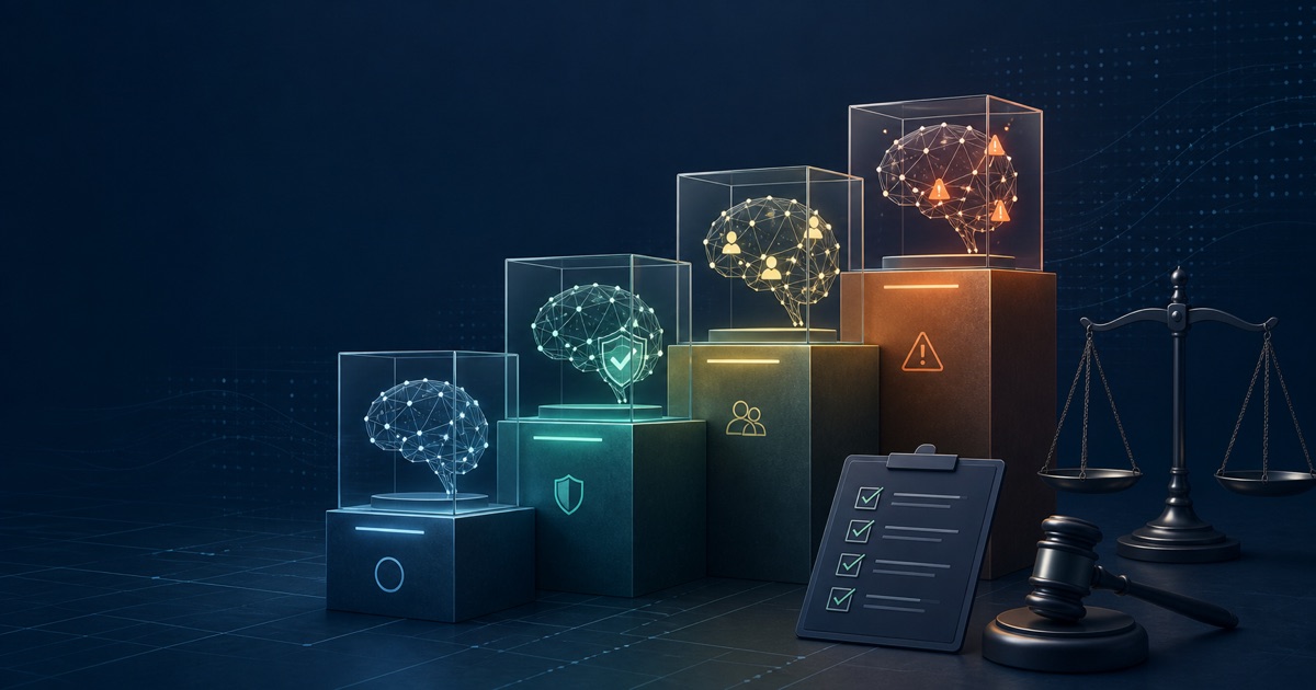 Sistemas de inteligencia artificial distribuidos por niveles de riesgo junto a controles legales.